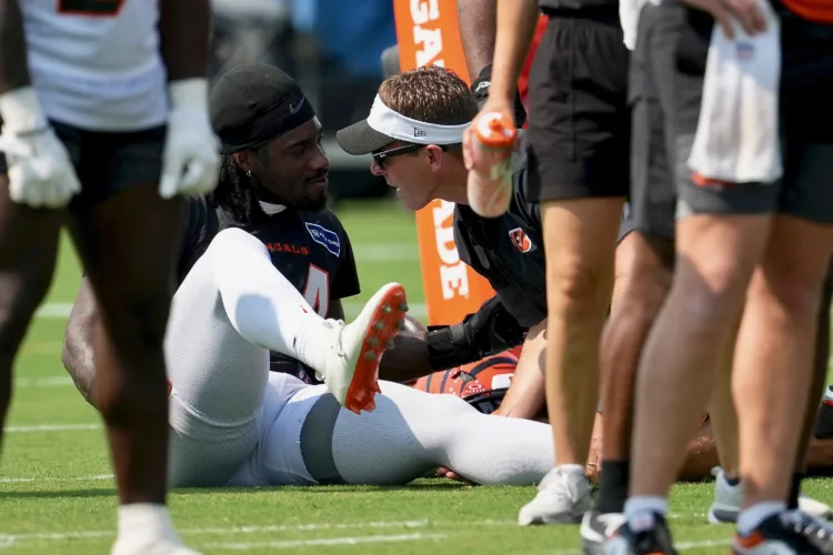 Bengals’ Stewart carted off in first camp practice